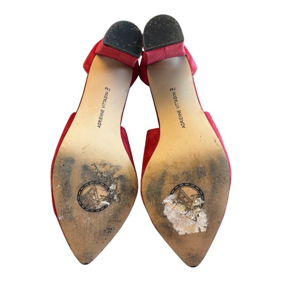 Adrienne Vittadini Pumps Womens 7 M Red Nigel Cutout Suede Chunky Block‎ Heels - Picture 13 of 13